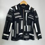 Berek‎ art To wear mesh zip front Jacket with faux leather patchwork size small Black Photo 2