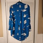 Lazy Oaf  Womens Blue Psycho Killer Long Sleeve Button Down Tunic Top Shirt Small Photo 1