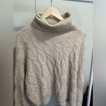 Love Tree Tan Knit Cropped Turtleneck Sweater with Bell Sleeves size XL Photo 2