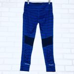 Athleta ‎ Stripe Accelerate Workout Leggings Medium Blue Black Athletic Run Photo 7