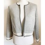 T Tahari Tahari • Grey White Crop Larissa Neoprene Blazer Photo 0