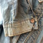 Womens Denim Jacket Vintage Retro Trucker Y2K Moto Full Zip Pockets Light Wash L Blue Size L Photo 2