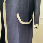 Vintage Mix & Match Dark Blue Sheath Dress Long Blazer Ivory Trim XS Photo 4