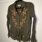 EXPRESS Gauze Cotton Embroidered Cottagecore Boyfriend Button Up Photo 1