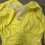 Vintage 1970s Victorian Edwardian Revival Yellow Lace Neck Maxi Dress Costume XS Photo 14