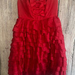 Betsey Johnson Vintage Betsy Johnson Silk Tiered Bow Red Dress Womens Size 2‎ Y2K 90s Strapless Photo 0