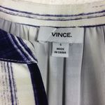 Vince Watercolor Blue Brushstroke Printed Split Neck Oversized Tunic Dress Small Photo 4