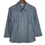 Garnet Hill NEW  Chambray Blue Easy‎ Button Up Shirt XS Collared 3/4 Sleeve Top Photo 0