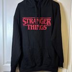 Stranger Things  Black Red Hoodie Sweatshirt Size Large EUC Photo 0