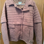 Bernie Bernardo Quilted Puffer Jacket Dusty Rose Button Front Collar Size M Purple Size M Photo 0