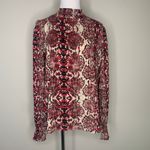 ASHER Burgundy Black Snake Print Blouse High Neck Sz Small Red Photo 1