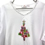 Quacker Factory White‎ Embroidered Rhinestone Christmas Tree Knit Top Size 2X White Photo 1