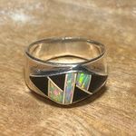 Onyx Vintage Inlay Black & Opal 925 Sterling Silver Ring Photo 0