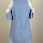 J.O.A. Blue Stripe Lace Cold Shoulder Dress Photo 4