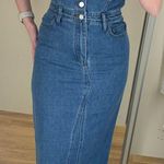 Sincerely Jules Strapless Raw Hem Denim Midi Dress Photo 0