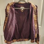 90s Vintage BOGARI Silk Bomber Jacket Abstract Print Windbreaker large Y2k 80s Tan Photo 3