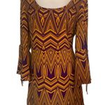 J&M CLOTHING Gameday DRESS Size S Bell Sleeve PURPLE GOLD Yellow JM Photo 3