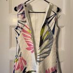 JOSIE NATORI Botanical Palms Jacquard Leaf Print Mini Dress Ivory Sz 2 Pink Photo 7