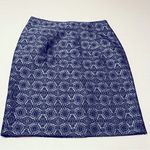 Brooks Brothers  Womens Size 4 Blue Polyester Acetate Brocade Skirt Button Zipper Photo 0
