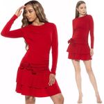 Alexia Admor Pluto Rosette Long Sleeve Mini Dress Women's Small Red Ruffle NWT Photo 2
