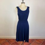 Anthropologie Girls of Savoy Blue Ruched Midi Dress Photo 0