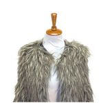 matty m Women’s Vest Faux Fur Sleeveless Open Vest Tan Size XS Photo 2