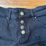 Angel Kiss Black Distressed Jean Shorts with Button Style Fly Photo 7