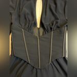 Oh Polly Joelene Long Sleeve Plunge Neck Mini Dress in Black NWT Photo 6