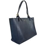 Tory Burch Large York Navy Blue Saffiano Leather Buckle Tote Bag Shoulder Purse Photo 11