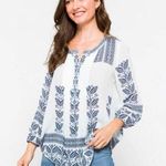 Pale Sky White Amely Split Neck Blouse Sz M Size M Photo 0