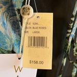 WAYF Dress Blue Floral Print Long Blouson Sleeve Open Back Tiered Midi Sz L NWT Photo 8