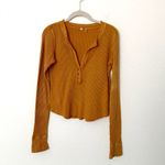 Free People [] Mustard Yellow Colt Henley Long Sleeve Cotton Thermal Size Small S Photo 1