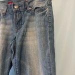 EXPRESS Vintage Eva Blue Flare Jeans with Black Floral Embellished Goth Photo 3