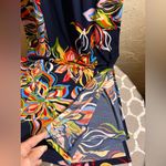 MSK Navy Floral Maxi Dress M tropical floral resort wear gold accents maximalist Orange Size M Photo 7