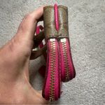 Coach Pink and Brown Wristlet Double L zip with card holders Photo 5