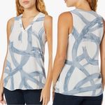Nic+Zoe Women's Round About Tank Top Blue White Abstract Print Size M Petite Photo 1