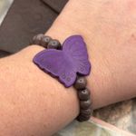 Handmade Purple Butterfly Charm Bracelet Cat’s Eye Beaded Y2K  Photo 1