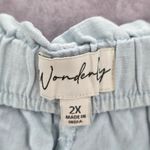 Wonderly  Blue Pullon Ruffle Linen Relaxed Pants Shorts Plus 2X Photo 4