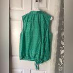 J. JILL Green Geometric Button Up bottom Tie Sleeveless Top women size L cotton Size L Photo 6