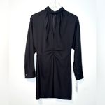 ZARA Women’s Ruched Chocker Black Crepe Dress Size S NWT Photo 2