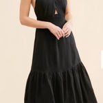 Little Lies Anthropologie Amelia Halter linen lined dress size large black Photo 0