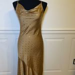 NWT Bonheur D’Amour Cowl Neck Mermaid Slip Dress Maxi Bias Cut Sz S Gold Photo 5
