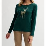 Croft & Barrow  Holiday Shirt Christmas Sz L Green Deer Classic T-shirt New Photo 4