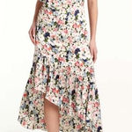 NWT Cinq a Sept Luka Floral Asymmetric Silk Slip Dress Cream Pink Ruffle Size 8 Photo 0