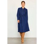 Skies Are Blue 💕💕 Long Sleeve Denim Shirt Dress ~ Dark Blue Large L NWT Photo 7