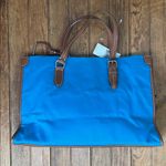 Ralph Lauren  turquoise Blue Canvas tote Bag with Brown Leather Trim new NWT Photo 1