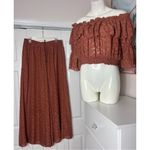 H&M Rust Cheetah Wide Leg Pants & Off Shoulder Bardot Crop Top Set Sz 12 Photo 9
