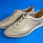 Ecco Women's Casual Leather Sneaker Size 38B Gray US 7/7.5 Tan Photo 1