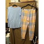 NWOT Peter Alexander Woman’s Checkered Long Sleeve Pajama Set Size Large Blue Photo 4