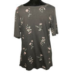 Susina Gray Falling Bouquet Square Neck Elbow Sleeve T Photo 4